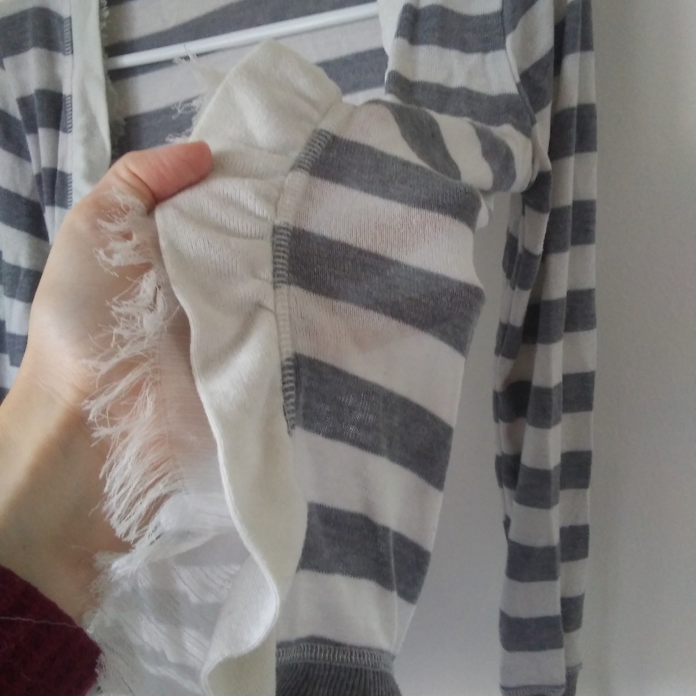 Poor Girl Ruffled Striped Cardigan - Picture 3 of 4